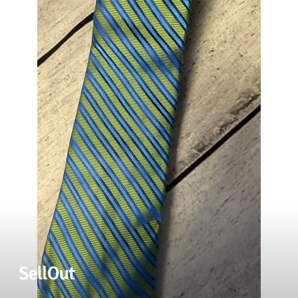 Ted Baker London Men's Blue Striped Silk Necktie - Picture 4 of 5